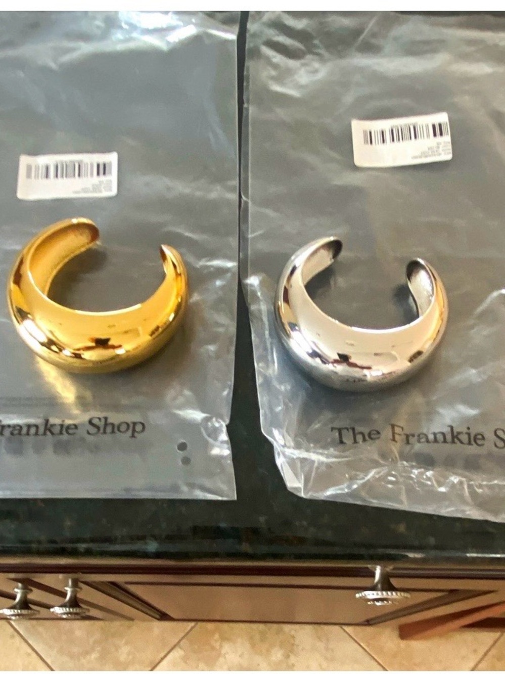 The Frankie Shop Two-Tone Crescent Cuff — Gold & Silver